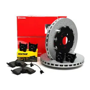 Bremsen Kit BREMBO Bremsscheiben + TEXTAR Bremsbel&auml;ge f&uuml;r AUDI RS4 (8E B7) vorne