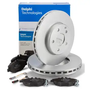DELPHI Bremsscheiben + Bremsbel&auml;ge + Wako f&uuml;r MERCEDES E-Kklasse W211 S211 vorne
