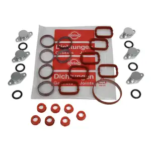 6x Drallklappen Ansaugbr&uuml;cken ALU &Oslash; 22 mm + ELRING Dichtungssatz + St&uuml;tzring Set BMW M57