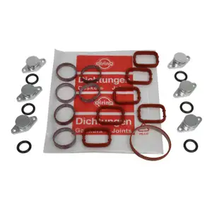 6x Drallklappen Ansaugbr&uuml;cken O-Ring ALU &Oslash; 22 mm + ELRING Dichtungssatz BMW M57
