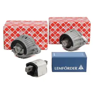 2x FEBI Motorlager Hydrolager + LEMF&Ouml;RDER Getriebelager MERCEDES W212 E220CDI
