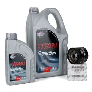 FUCHS MOTOR&Ouml;L TITAN SuperSyn 5W-40 6L 6 Liter + ORIGINAL &Ouml;lfilter 46808398