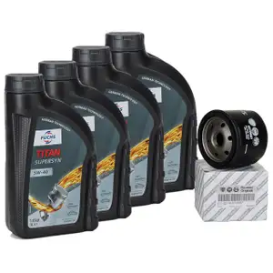 FUCHS MOTOR&Ouml;L TITAN SuperSyn 5W40 4 Liter 4L + ORIGINAL &Ouml;lfilter 46796687