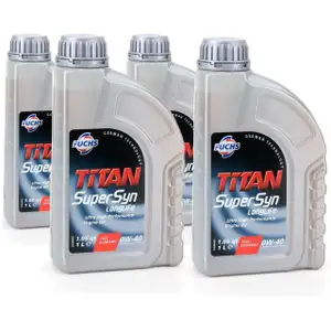 FUCHS MOTOR&Ouml;L TITAN SuperSyn Longlife 0W-40 ACEA A3/B4 FORD M2C937-A 4L 4 Liter