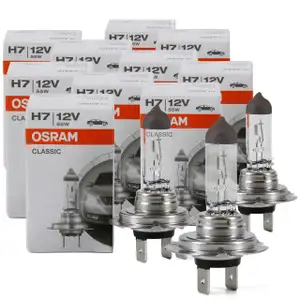 10x OSRAM Gl&uuml;hlampe Halogenlampe H7 CLASSIC 12V 55W PX26d 64210CLC