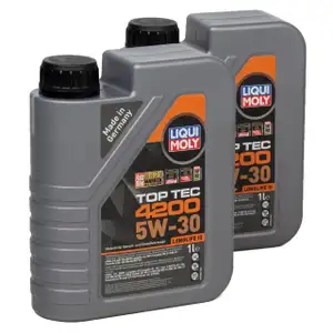 LIQUI MOLY 2L 2 Liter Motor&ouml;l &Ouml;l TOP TEC 4200 5W30 5W-30 3707 VW 504.00 507.00