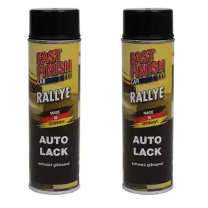 2x 500 ml FAST FINISH Rallye Autolack Lackspray Schwarz Gl&auml;nzend Spraydose 292835