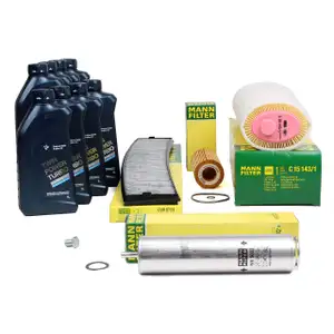 MANN Inspektionskit + 8 L ORIGINAL BMW 5W30 Motor&ouml;l f&uuml;r 3er E46 330d X3 E83 3.0d