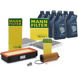 MANN Inspektionskit + 8 L ORIGINAL BMW 5W30 Motor&ouml;l f&uuml;r 5er F10 F11 M550d xDrive