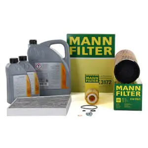 MANN Inspektionskit + 7 L ORIGINAL Mercedes 5W30 Motor&ouml;l W211 S211 E220/270CDI
