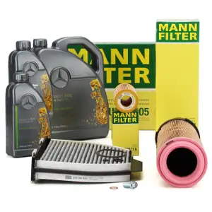 MANN Filterset + 7L ORIGINAL Mercedes-Benz 5W30 Motor&ouml;l f&uuml;r W204 C200/220CDI