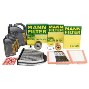 MANN Inspektionskit + 8 L ORIGINAL Mercedes 5W30 Motor&ouml;l W204 S204 C320/350CDI