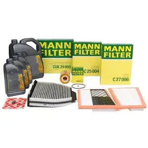 MANN Inspektionskit + 8 L ORIGINAL Mercedes 5W30 Motor&ouml;l W204 S204 C320/350CDI