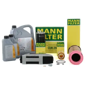 MANN Inspektionskit + 7L ORIGINAL Mercedes-Benz 5W30 Motor&ouml;l W204 C200/220CDI