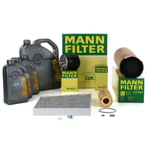 MANN Inspektionskit + 8 L ORIGINAL Mercedes 5W30 Motor&ouml;l W211 E320CDI 204 PS