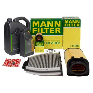 MANN Inspektionskit + 6 L ORIGINAL Mercedes 5W30 Motor&ouml;l W204 C180 W212 E200/250