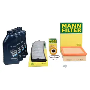 MANN Inspektionskit + 4 L ORIGINAL BMW 5W30 Motor&ouml;l 3er E46 316i 318i 105/118 PS