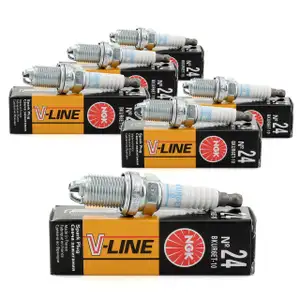 6x NGK Z&uuml;ndkerze V-Line 24 3045 BKUR6ET-10 f&uuml;r Audi Mercedes Seat Skoda VW
