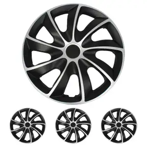 4 St&uuml;ck Radkappen Radblenden BICOLOR QUAD SCHWARZ SILBER 15 Zoll Satz Auto KFZ