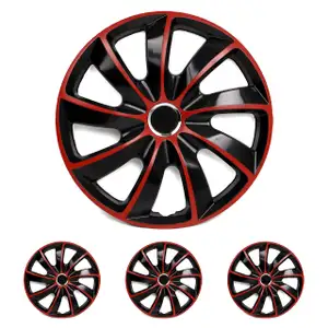 4x Radkappen Radblenden STIG EXTRA 15 Zoll SCHWARZ ROT