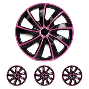 4x Radkappen Radblenden STIG EXTRA 15 Zoll SCHWARZ PINK