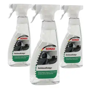 3x 500ml SONAX Auto Innen Reiniger Cockpitpflege T&uuml;rverkleidung Sitze Polster