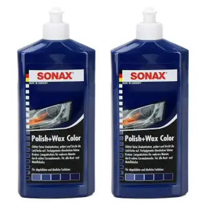 2x 500ml SONAX Politur & Wachsstift POLISH & WAX COLOR NanoPro BLAU