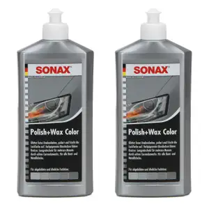 2x 500ml SONAX Politur & Wachsstift POLISH & WAX COLOR NanoPro SILBER/GRAU