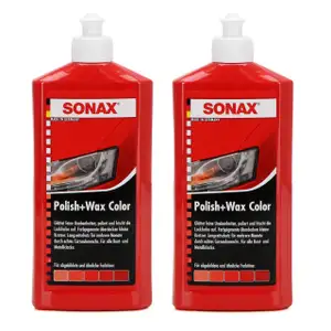 2x 500ml SONAX Politur & Wachsstift POLISH & WAX COLOR NanoPro ROT