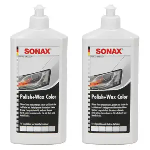 2x SONAX 207200 Autopolitur Lackpolitur POLISH & WAX COLOR NANOPRO wei&szlig; 1 Liter