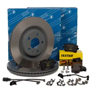 SEBRO Bremsscheiben + TEXTAR Bel&auml;ge + Wako AUDI A6 A7 PORSCHE Macan 95B hinten