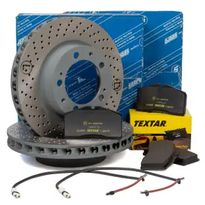SEBRO Bremsscheiben + TEXTAR Bel&auml;ge + Wako PORSCHE 993 Targa 3.8 Carrera vorne