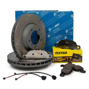 SEBRO Bremsscheiben + TEXTAR Bel&auml;ge PORSCHE 718 Boxster Cayman (982) 2.0 vorne