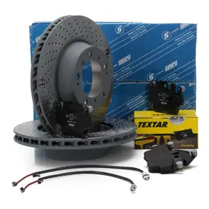 SEBRO Bremsscheiben + TEXTAR Bel&auml;ge PORSCHE 911 (996) Carrera GT3 Turbo hinten