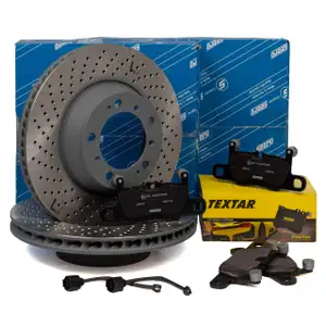 SEBRO Bremsscheiben + TEXTAR Bel&auml;ge + Wako PORSCHE 991 3.0 Carrera S hinten