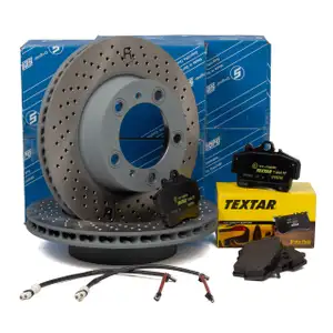 SEBRO Bremsscheiben + TEXTAR Bel&auml;ge Wako PORSCHE BOXSTER CAYMAN (987) 2.7 vorne