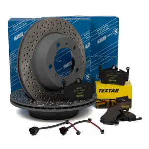 SEBRO Bremsscheiben + TEXTAR Bel&auml;ge PORSCHE 718 BOXSTER CAYMAN (981 982) hinten