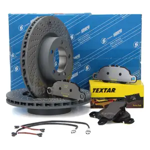 SEBRO Bremsscheiben + TEXTAR Bel&auml;ge PORSCHE 911 (997) 3.6 Carrera 4 345 PS vorne