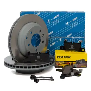SEBRO Bremsscheiben + TEXTAR Bel&auml;ge PORSCHE CAYENNE (92A) VW TOUAREG (7P) hinten