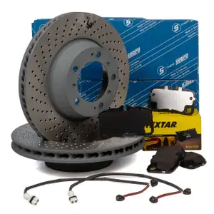 SEBRO Bremsscheiben + TEXTAR Bel&auml;ge PORSCHE 911 (997) 3.6 Carrera 345 PS hinten