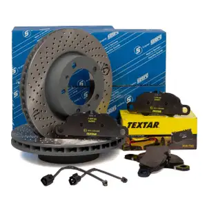 SEBRO Bremsscheiben + TEXTAR Bel&auml;ge Wako PORSCHE BOXSTER CAYMAN (981) 2.7 vorne