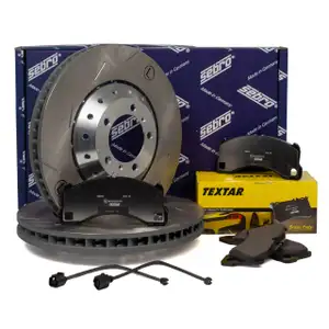 SEBRO Bremsscheiben + TEXTAR Bel&auml;ge PORSCHE PANAMERA (970) GTS + Turbo / S vorne