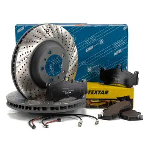 SEBRO Bremsscheiben + TEXTAR Bel&auml;ge Wako PORSCHE 911 (997) 3.6/3.8 Turbo/S vorne