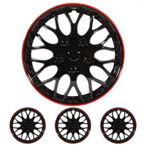 4x Radkappen Radblenden MIAMI SCHWARZ ROT BLACK RED 14 Zoll (4 St&uuml;ck)