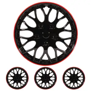 4x Radkappen Radblenden MIAMI SCHWARZ ROT BLACK RED 15 Zoll (4 St&uuml;ck)