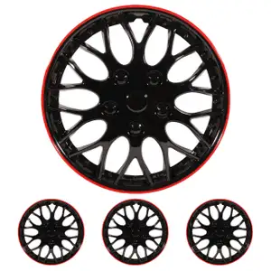 4x Radkappen Radblenden MIAMI SCHWARZ ROT BLACK RED 16 Zoll (4 St&uuml;ck)
