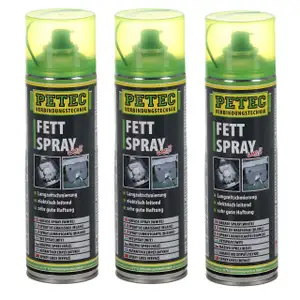 PETEC 70250 Fettspray Spr&uuml;hfett Schmierfett wei&szlig; 3x 500ml