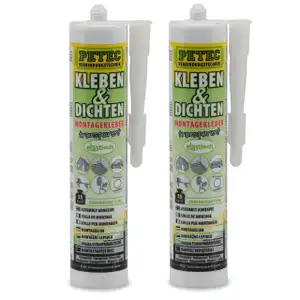 2x 290ml PETEC 94929 Kleben & Dichten Montagekleber Kleber elastisch TRANSPARENT