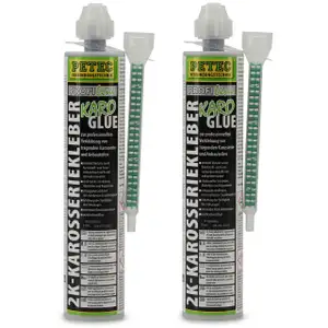 2x PETEC KaroGlue 2K-Karosseriekleber Karosserieklebstoff + Mischrohr 195ml