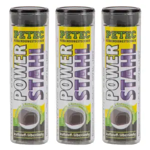 3x 50g PETEC 97350 Power Stahl 2-Komponenten-Knetmasse Metall-Klebstoff